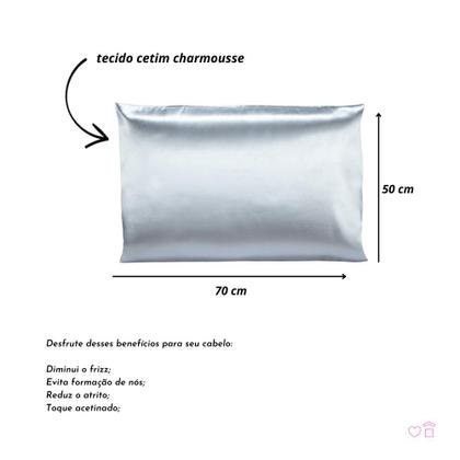 Imagem de Kit 02 Fronhas de Cetim Antifrizz 50x70 Diversas Cores.