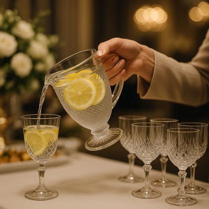 Imagem de Kit 02 Jarras Vidro Bico de Jaca Transparente 1l Mesa Posta