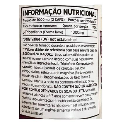 Imagem de Kit 02 l-triptofano 1000mg 60caps nutrivitalle