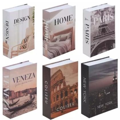 Imagem de kit 02 Livro Cofre Camuflado Decoração Chave Porta Joia 18cm