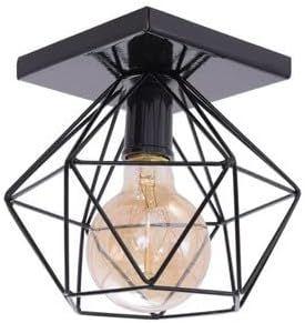 Imagem de Kit 02 Lustre Luminária Plafon Quadrado Diamante Aramado Preto Luxo Moderno Pendente Retrô