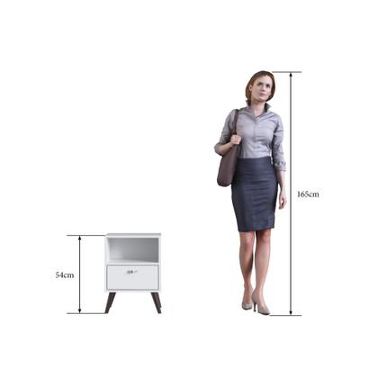Imagem de Kit 02 Mesa de Cabeceira Nicho 39cm com Gaveta e Pés Palito Retrô Branca