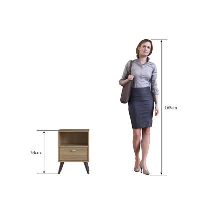 Imagem de Kit 02 Mesa de Cabeceira Nicho 39cm com Gaveta e Pés Palito Retrô Oak