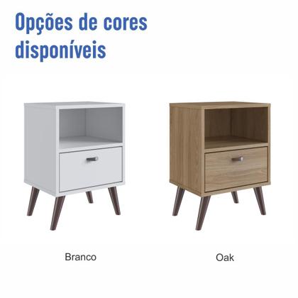 Imagem de Kit 02 Mesa de Cabeceira Nicho 39cm com Gaveta e Pés Palito Retrô Oak