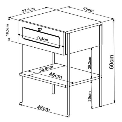 Imagem de Kit 02 Mesas de Cabeceira 01 Gaveta com Telinha Industrial Indy A03 Hanover Dourado - Lyam Decor