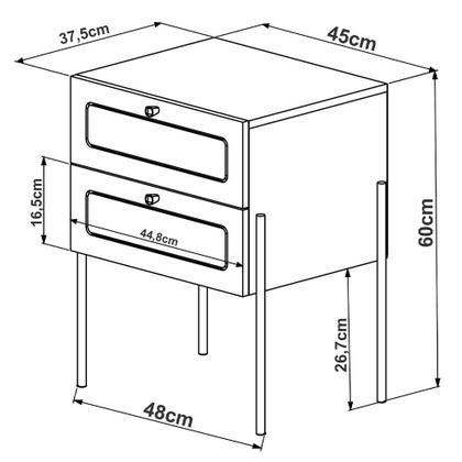 Imagem de Kit 02 Mesas de Cabeceira 02 Gavetas com Telinha Industrial Indy A03 Hanover Dourado - Lyam Decor
