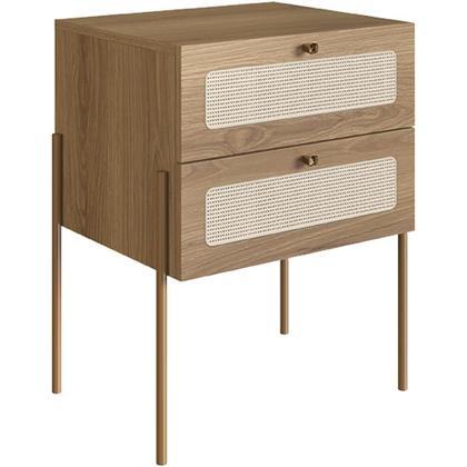 Imagem de Kit 02 Mesas de Cabeceira 02 Gavetas com Telinha Industrial Indy A03 Hanover Dourado - Lyam Decor
