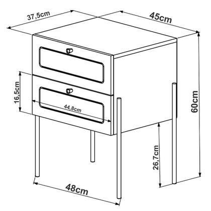 Imagem de Kit 02 Mesas de Cabeceira 02 Gavetas com Telinha Industrial Indy A03 Nero Dourado - Lyam Decor