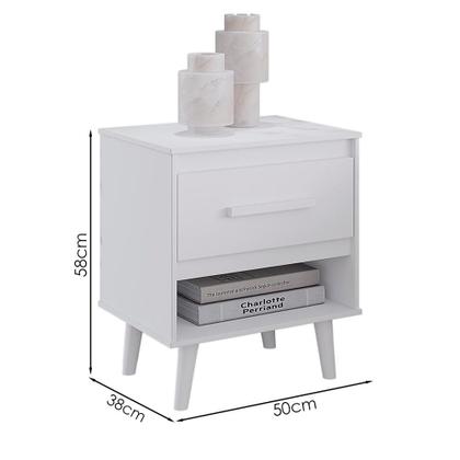 Imagem de Kit 02 Mesas De Cabeceira 1 Gaveta 50 cm Mila Mobbs