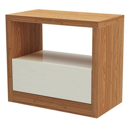 Imagem de Kit 02 Mesas de Cabeceira Moderna 1 Gaveta Cameron D03 Freijó Off White - Lyam Decor