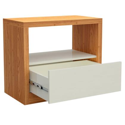 Imagem de Kit 02 Mesas de Cabeceira Moderna 1 Gaveta Cameron D03 Freijó Off White - Lyam Decor