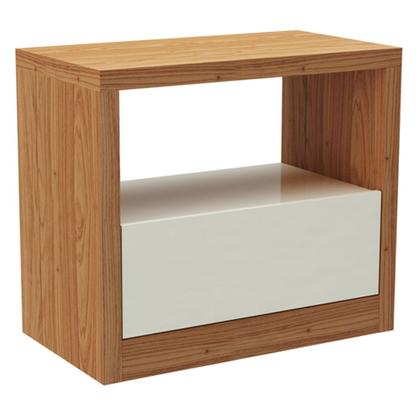 Imagem de Kit 02 Mesas de Cabeceira Moderna 1 Gaveta Cameron D03 Freijó Off White - Lyam Decor