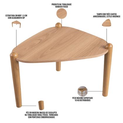 Imagem de Kit 02 Mesas de Centro e 01 Mesa Lateral Pés Madeira Trium A03 Hanover Roble - Lyam Decor