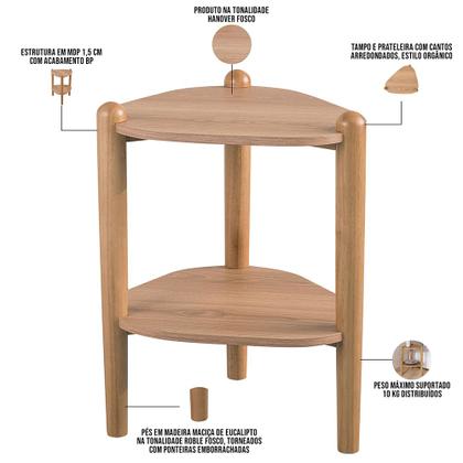 Imagem de Kit 02 Mesas de Centro e 01 Mesa Lateral Pés Madeira Trium A03 Hanover Roble - Lyam Decor
