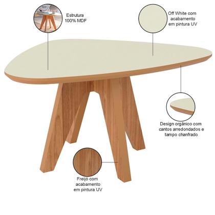 Imagem de Kit 02 Mesas de Centro Para Sala de Estar Orgânica Selly D03 Off White Freijó - Lyam Decor