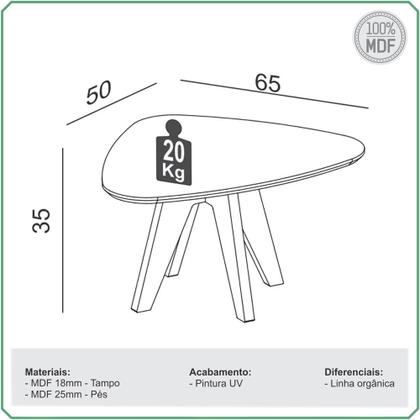 Imagem de Kit 02 Mesas de Centro Para Sala de Estar Orgânica Selly D03 Off White Freijó - Lyam Decor