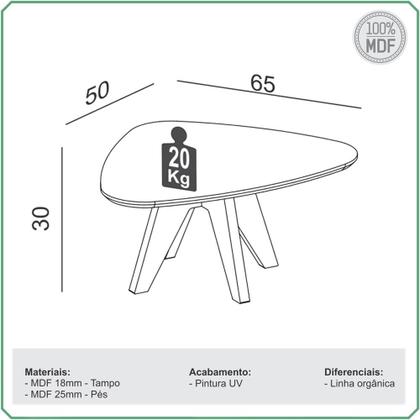 Imagem de Kit 02 Mesas de Centro Para Sala de Estar Orgânica Selly D03 Off White Freijó - Lyam Decor