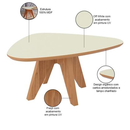 Imagem de Kit 02 Mesas de Centro Para Sala de Estar Orgânica Selly D03 Off White Freijó - Lyam Decor