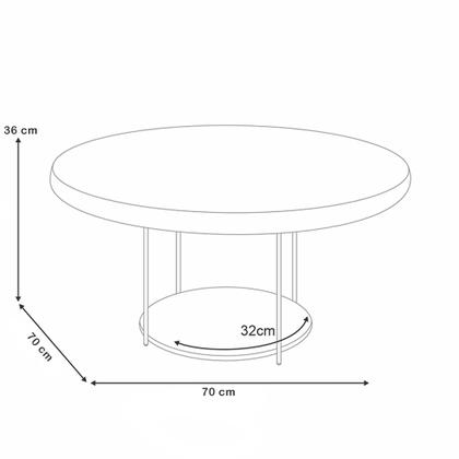 Imagem de Kit 02 Mesas de Centro Para Sala Redonda Tampo Vidro Pés Aço Allure B01 Castanho - Lyam Decor