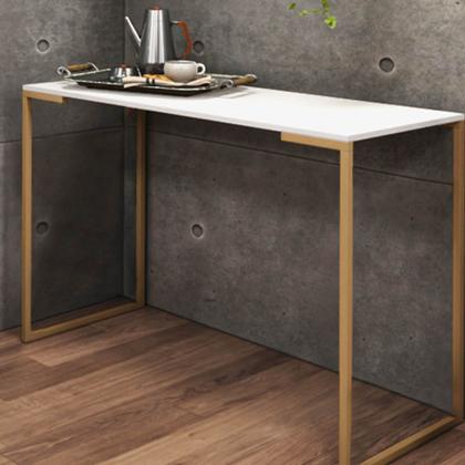 Imagem de Kit 02 Mesas Escrivaninha Mesa de Estudos Stan Office Ferro Dourado Tampo MDF Off White - Ahazzo Móveis