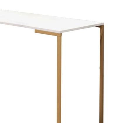 Imagem de Kit 02 Mesas Escrivaninha Mesa de Estudos Stan Office Ferro Dourado Tampo MDF Off White - Ahazzo Móveis