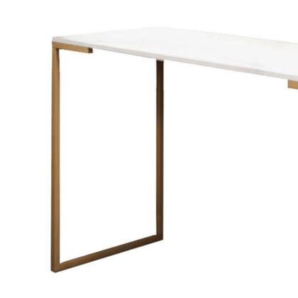 Imagem de Kit 02 Mesas Escrivaninha Mesa de Estudos Stan Office Ferro Dourado Tampo MDF Off White - Ahazzo Móveis