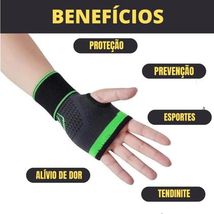 Imagem de Kit 02 Munhequeira de Punho Pulso Tendinite Órtese Alta Compressão Elástica Ajustável Ortopédica