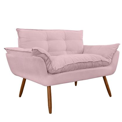 Imagem de Kit 02 Namoradeira Poltrona Sofá decorativa 02 Lugares Opalla Pés Palito Rosê - DS Estofados