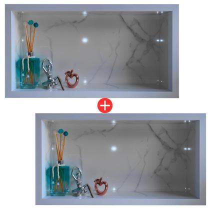 Imagem de Kit 02 Nicho de Porcelanato Branco Carrara Polido 60x32cm