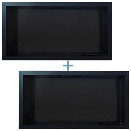 Imagem de Kit 02 Nicho de Porcelanato Preto Nero Polido 60x32cm