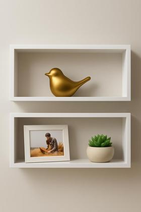 Imagem de Kit 02 Nichos 50x25cm Branco MDF Decoração Quarto Sala Cozinha Banheiro Escritório