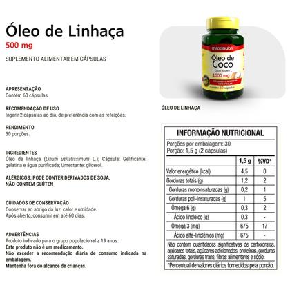Imagem de Kit 02 Óleo de Linhaça 60 Capsulas 500mg Maxinutri