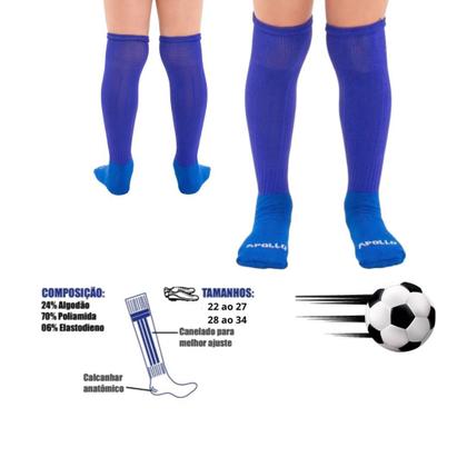 Imagem de Kit 02 Pares Meião Futebol Infantil Juvenil Bebe Cano Longo Em Cores Sortidas Atoalhado Em Algodão
