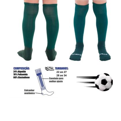 Imagem de Kit 02 Pares Meião Futebol Infantil Juvenil Bebe Cano Longo Em Cores Sortidas Atoalhado Em Algodão