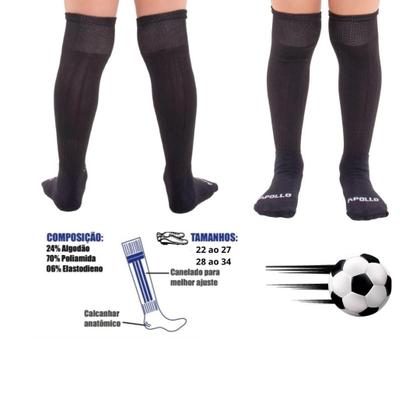 Imagem de Kit 02 Pares Meião Futebol Infantil Juvenil Bebe Cano Longo Em Cores Sortidas Atoalhado Em Algodão