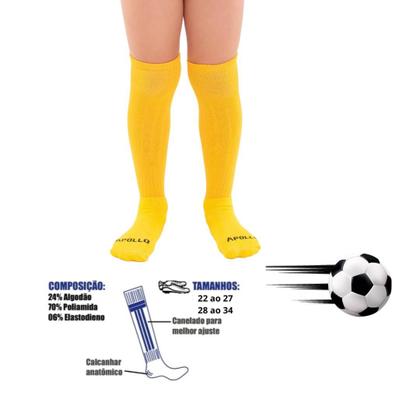 Imagem de Kit 02 Pares Meião Futebol Infantil Juvenil Bebe Cano Longo Em Cores Sortidas Atoalhado Em Algodão