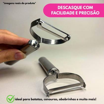 Imagem de Kit 02 Pç: Amassador Espremedor Triturador Batata E Descascador Legumes Fruta Inox Utensilio