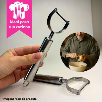 Imagem de Kit 02 Pç: Amassador Espremedor Triturador Batata E Descascador Legumes Fruta Inox Utensilio
