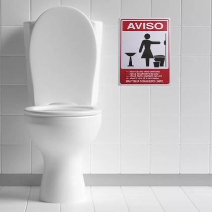 Imagem de Kit 02 Placas Indicativa Aviso Mantenha O Banheiro Limpo 2uni.