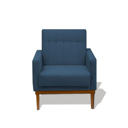 Imagem de Kit 02 Poltrona Alaska Cadeira Retro Base Madeira Sala Estar Jantar Salão Escritório Recepção Veludo Azul Marinho