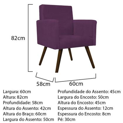 Imagem de kit 02 Poltrona Cadeira Decorativa Arenzza Palito Tabaco Suede Roxo - DAMAFFÊ MÓVEIS