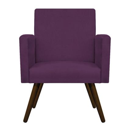 Imagem de kit 02 Poltrona Cadeira Decorativa Arenzza Palito Tabaco Suede Roxo - DAMAFFÊ MÓVEIS