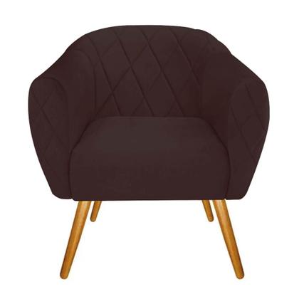 Imagem de Kit 02 Poltrona Cadeira Decorativa  Ludi Pés Palito Sala de Estar Recepção Escritório material sintético Marrom - Damaffê Móveis