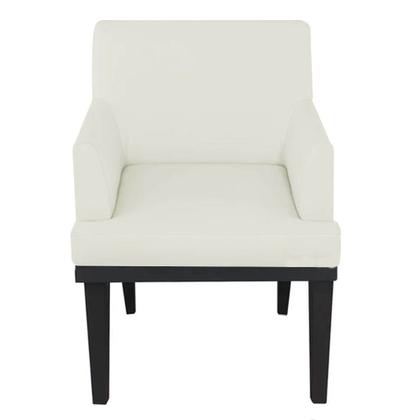 Imagem de Kit 02 Poltrona Cadeira Decorativa  Vitória Pés Madeira Sala de Estar Recepção Escritório Consultório material sintético Bege - Damaffê Móveis