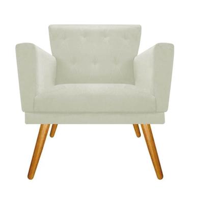 Imagem de Kit 02 Poltrona Cadeira Mind Decorativa Recepção Sala De Estar Tecido Sintético Bege - KDAcanto Móveis