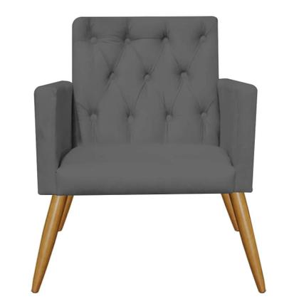 Imagem de Kit 02 Poltrona Cadeira Nina Captone Decorativa Recepção Sala De Estar material sintético Cinza - DAMAFFÊ MÓVEIS