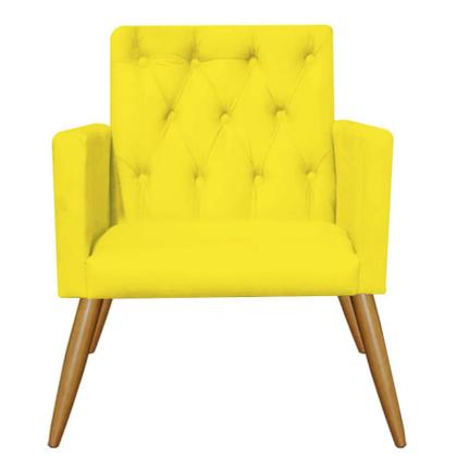 Imagem de Kit 02 Poltrona Cadeira Nina Captone Decorativa Recepção Sala De Estar Suede Amarelo - KDAcanto Móveis