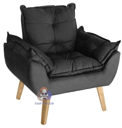 Imagem de Kit 02 Poltrona Decorativa com Puff Glamour Opala Confortável Com Pés Quadrado