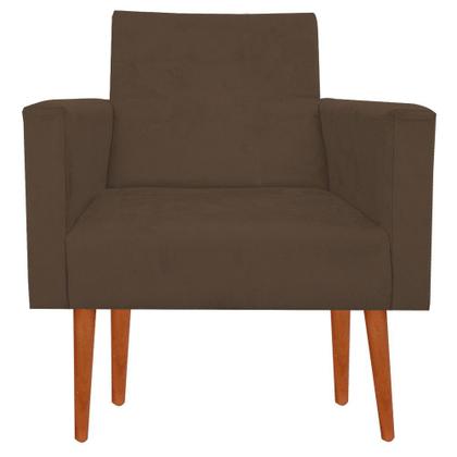 Imagem de Kit 02 Poltrona Decorativa Nina + Puff + Almofada Suede Marrom