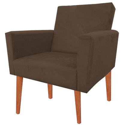 Imagem de Kit 02 Poltrona Decorativa Nina + Puff + Almofada Suede Marrom